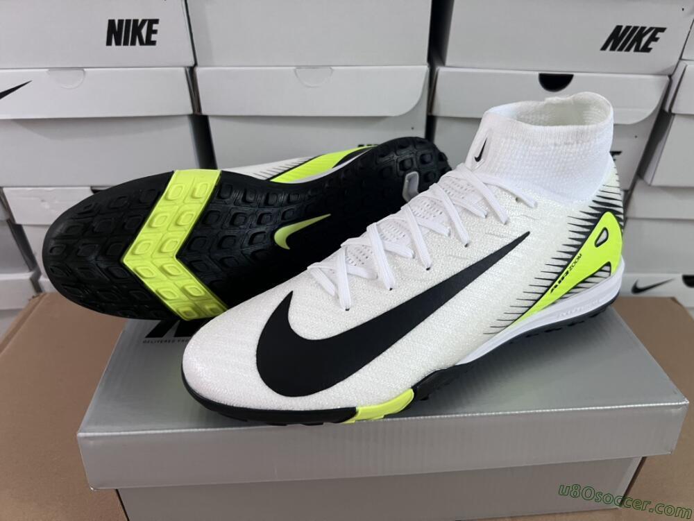 Nike Air Zoom Mercurial Superfly 10 Elite TF Artificial Turf Soccer Shoes - White/Black/Yellow