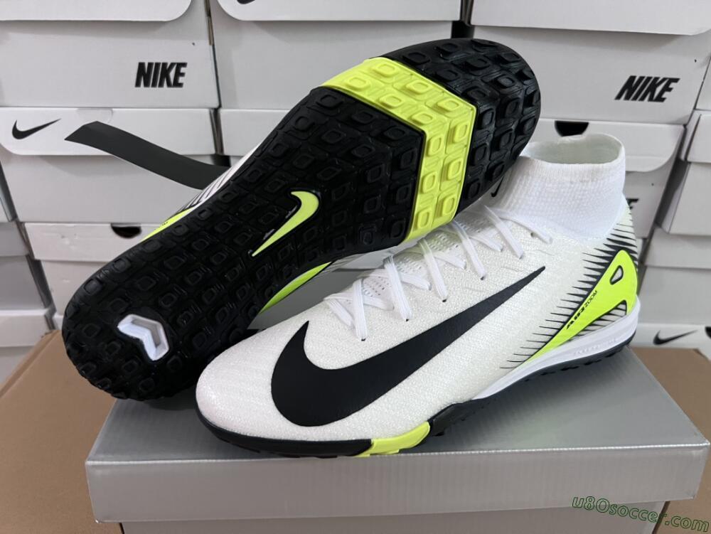 Nike Air Zoom Mercurial Superfly 10 Elite TF Artificial Turf Soccer Shoes - White/Black/Yellow