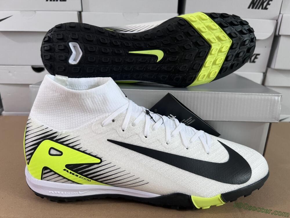 Nike Air Zoom Mercurial Superfly 10 Elite TF Artificial Turf Soccer Shoes - White/Black/Yellow