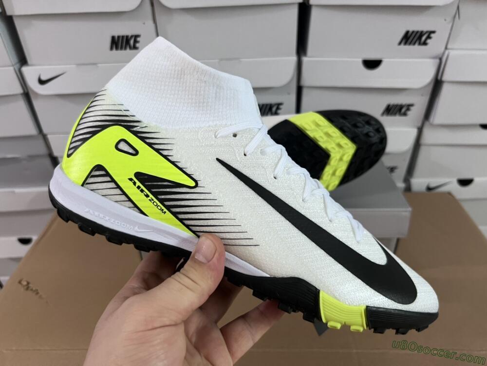 Nike Air Zoom Mercurial Superfly 10 Elite TF Artificial Turf Soccer Shoes - White/Black/Yellow