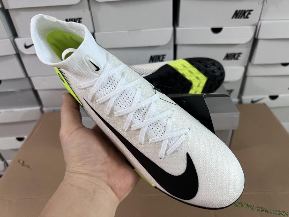 Nike Air Zoom Mercurial Superfly 10 Elite TF Artificial Turf Soccer Shoes - White/Black/Yellow