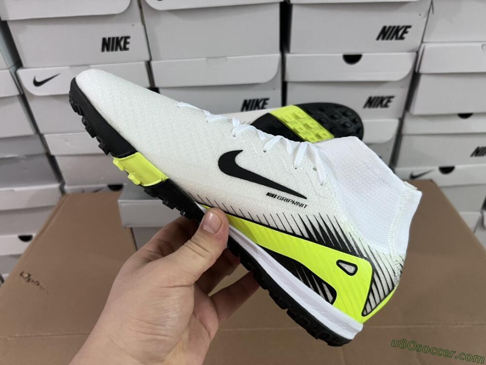 Nike Air Zoom Mercurial Superfly 10 Elite TF Artificial Turf Soccer Shoes - White/Black/Yellow