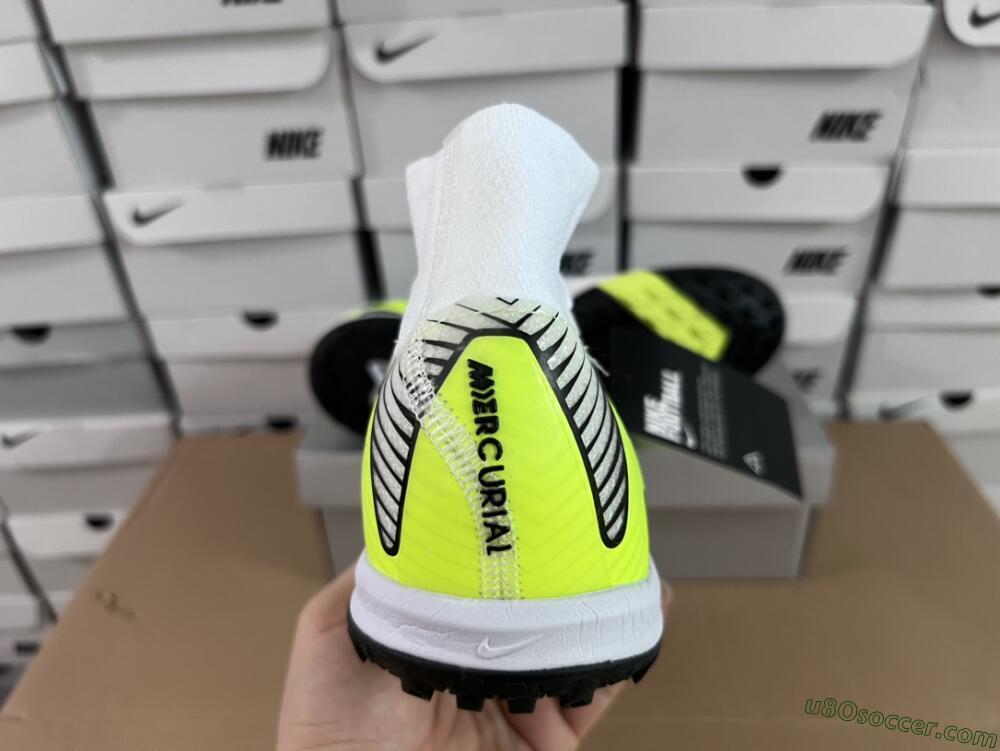 Nike Air Zoom Mercurial Superfly 10 Elite TF Artificial Turf Soccer Shoes - White/Black/Yellow