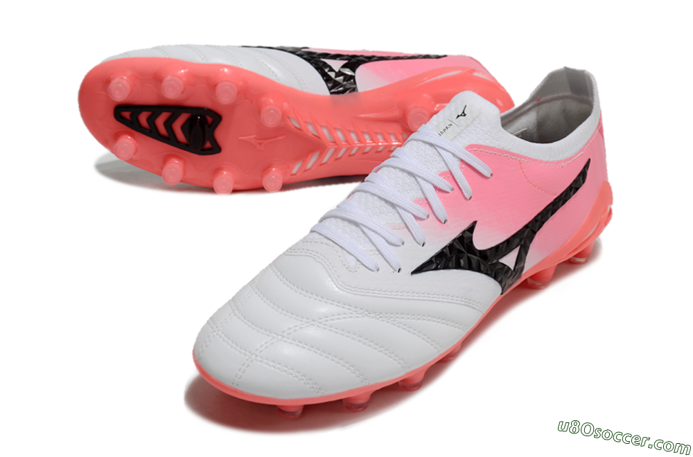 Mizuno Morelia Neo 3 FG Firm Ground Soccer Cleats - White/Black/Pink 3