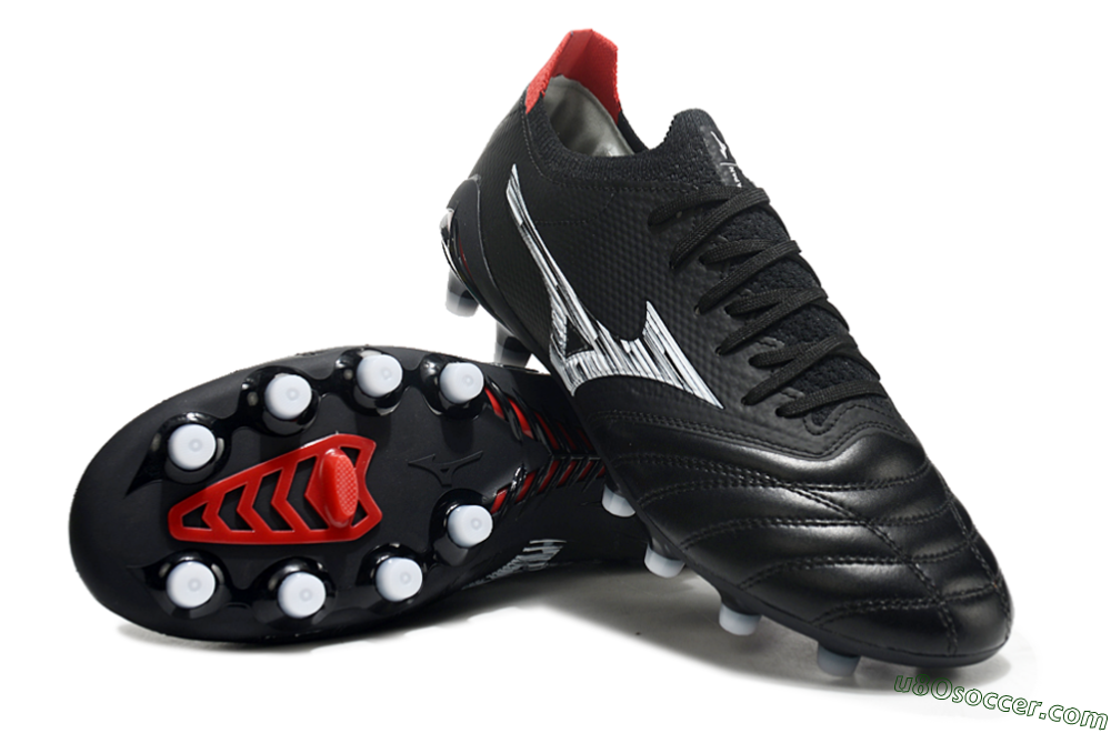 Mizuno Morelia Neo 3 FG Firm Ground Soccer Cleats - Black/White/Red 4