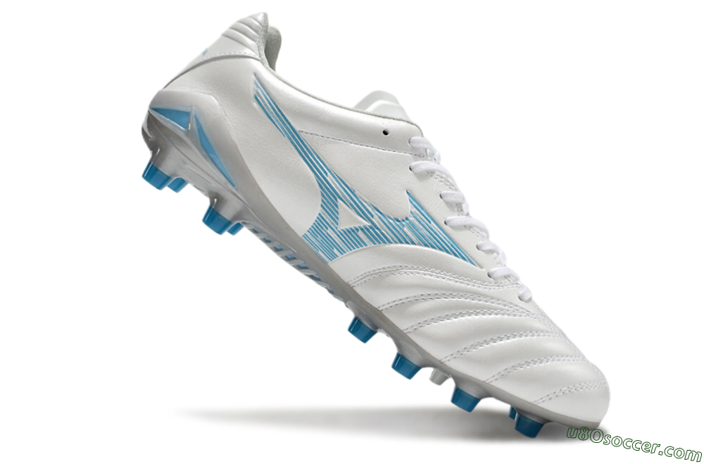 Mizuno Morelia Neo 4 FG Firm Ground Soccer Cleats - White/Blue/Silver 4