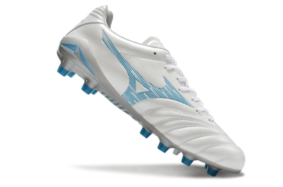 Mizuno Morelia Neo 4 FG Firm Ground Soccer Cleats - White/Blue/Silver