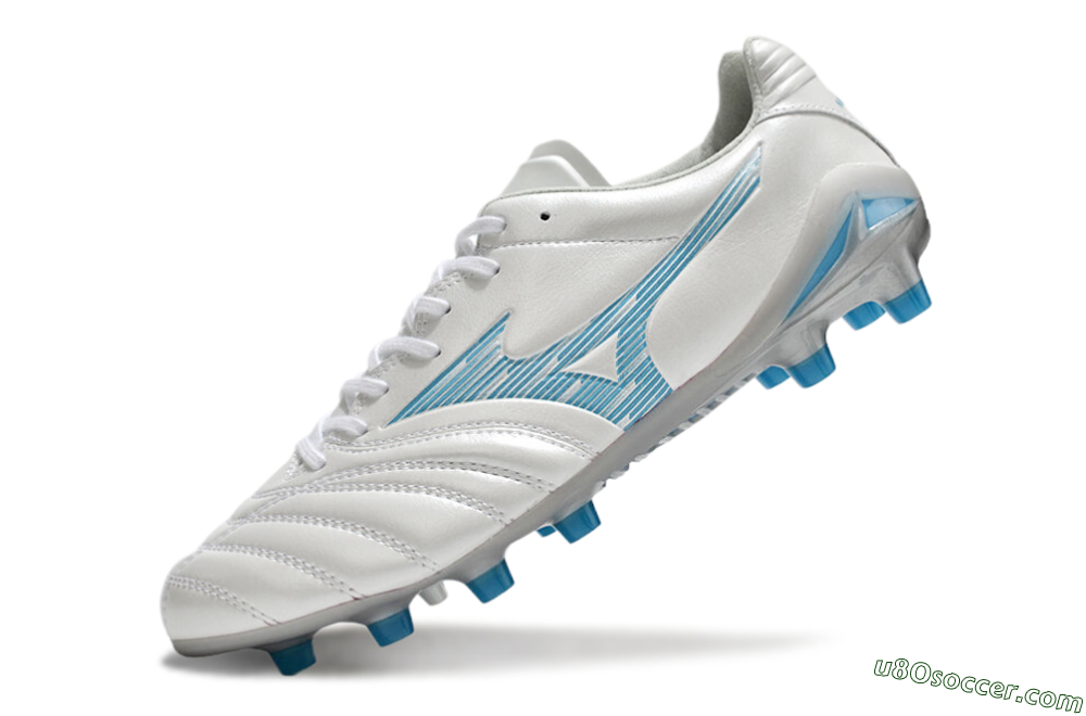 Mizuno Morelia Neo 4 FG Firm Ground Soccer Cleats - White/Blue/Silver 5