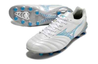 Mizuno Morelia Neo 4 FG Firm Ground Soccer Cleats - White/Blue/Silver
