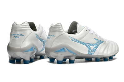 Mizuno Morelia Neo 4 FG Firm Ground Soccer Cleats - White/Blue/Silver