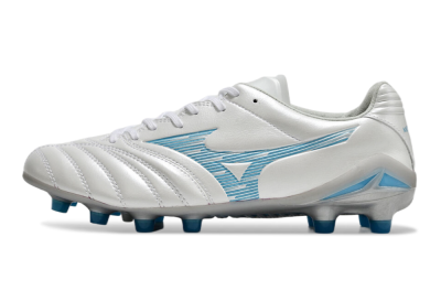 Mizuno Morelia Neo 4 FG Firm Ground Soccer Cleats - White/Blue/Silver