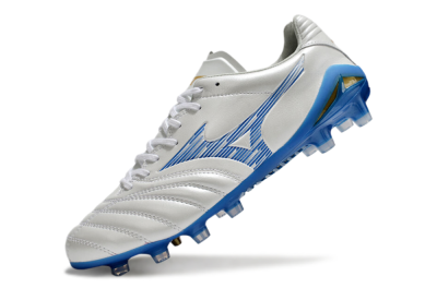 Mizuno Morelia Neo 4 FG Firm Ground Soccer Cleats - White/Blue/Gold