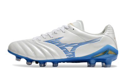 Mizuno Morelia Neo 4 FG Firm Ground Soccer Cleats - White/Blue/Gold