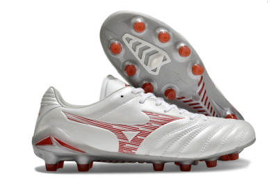 Mizuno Morelia Neo 4 FG Firm Ground Soccer Cleats - White/Silver/Red