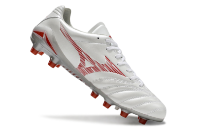 Mizuno Morelia Neo 4 FG Firm Ground Soccer Cleats - White/Silver/Red