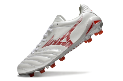 Mizuno Morelia Neo 4 FG Firm Ground Soccer Cleats - White/Silver/Red