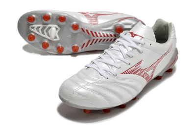 Mizuno Morelia Neo 4 FG Firm Ground Soccer Cleats - White/Silver/Red