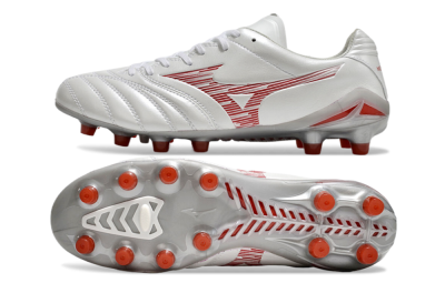 Mizuno Morelia Neo 4 FG Firm Ground Soccer Cleats - White/Silver/Red