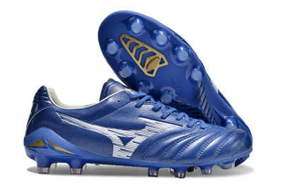 Mizuno Morelia Neo 4 FG Firm Ground Soccer Cleats - Blue/White/Gold