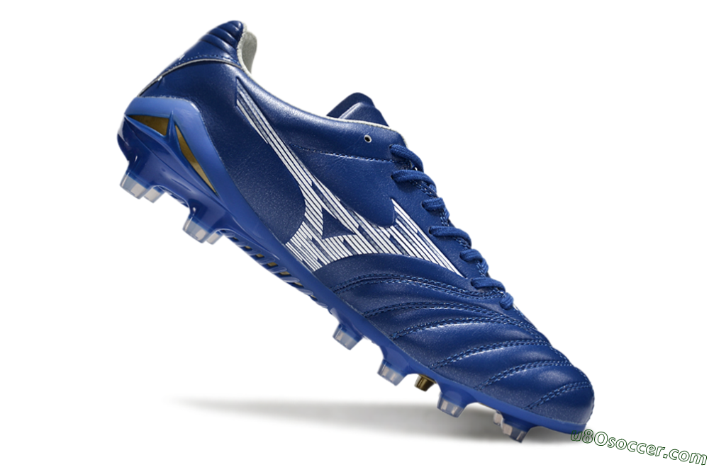 Mizuno Morelia Neo 4 FG Firm Ground Soccer Cleats - Blue/White/Gold 4