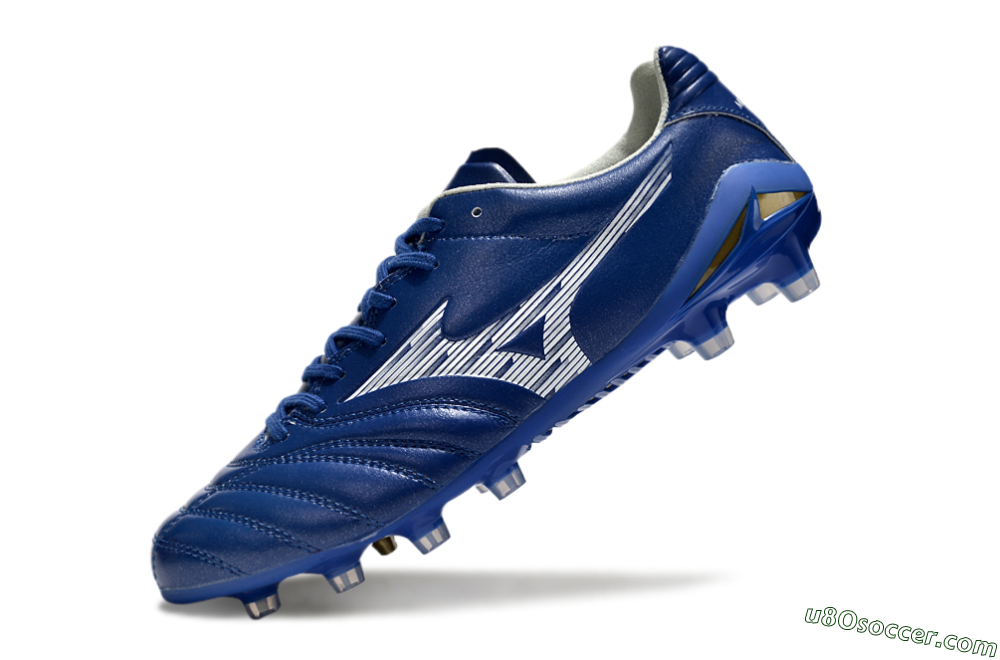Mizuno Morelia Neo 4 FG Firm Ground Soccer Cleats - Blue/White/Gold 5