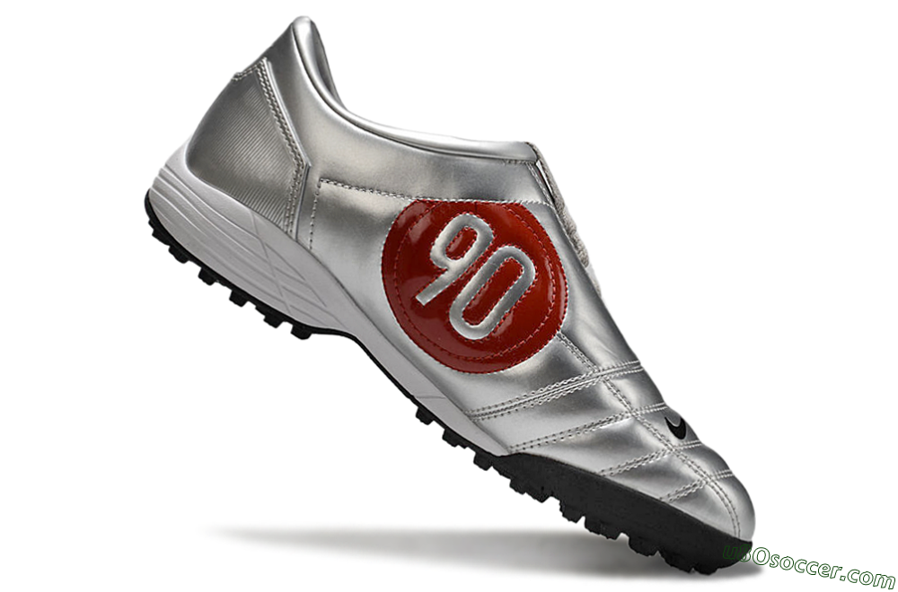 Nike Total 90 II TF Artificial Turf Soccer Shoes - Silver/Black/Red 4