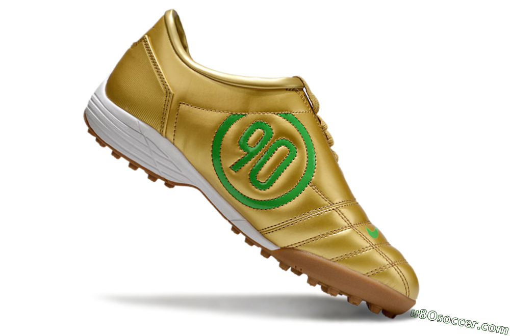 Nike Total 90 II TF Artificial Turf Soccer Shoes - Gold/Green/White 4