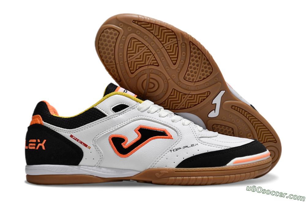 Joma Top Flex IC Indoor & Futsal Soccer Shoes - White/Black/Orange 1