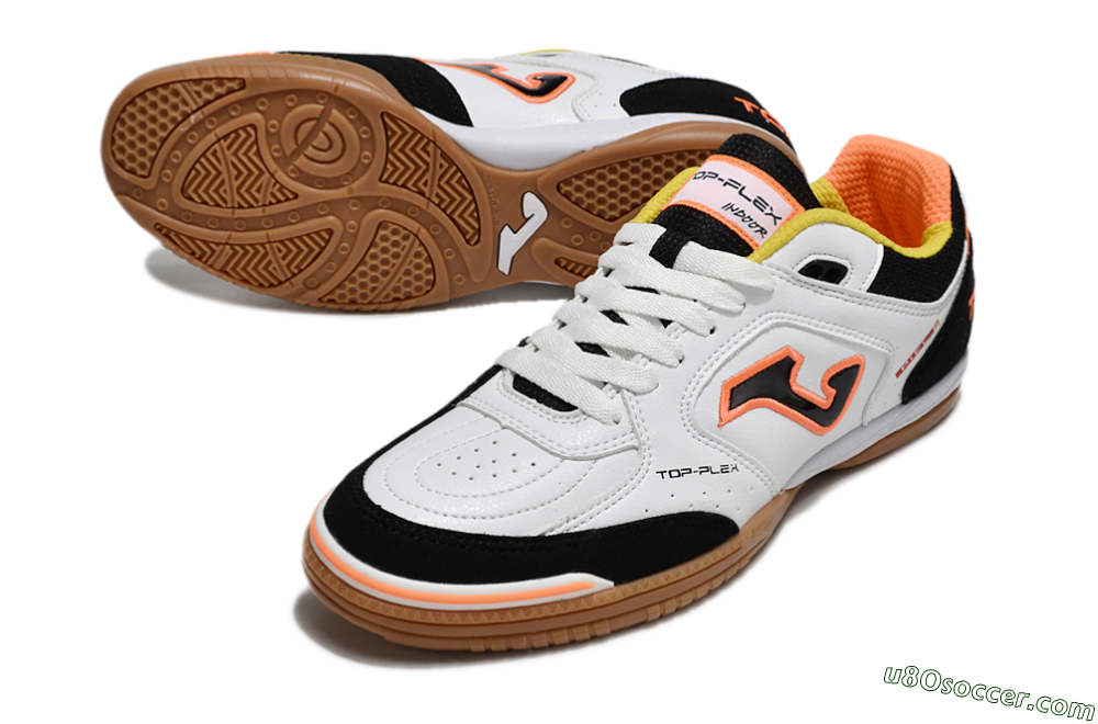 Joma Top Flex IC Indoor & Futsal Soccer Shoes - White/Black/Orange 3