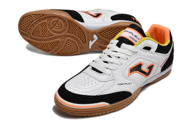 Joma Top Flex IC Indoor & Futsal Soccer Shoes - White/Black/Orange
