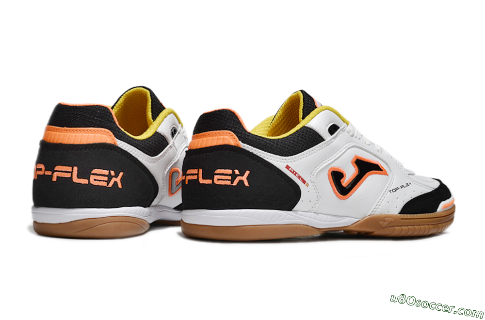 Joma Top Flex IC Indoor & Futsal Soccer Shoes - White/Black/Orange 6