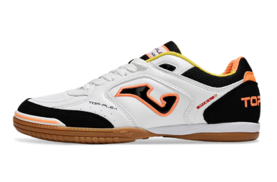 Joma Top Flex IC Indoor & Futsal Soccer Shoes - White/Black/Orange