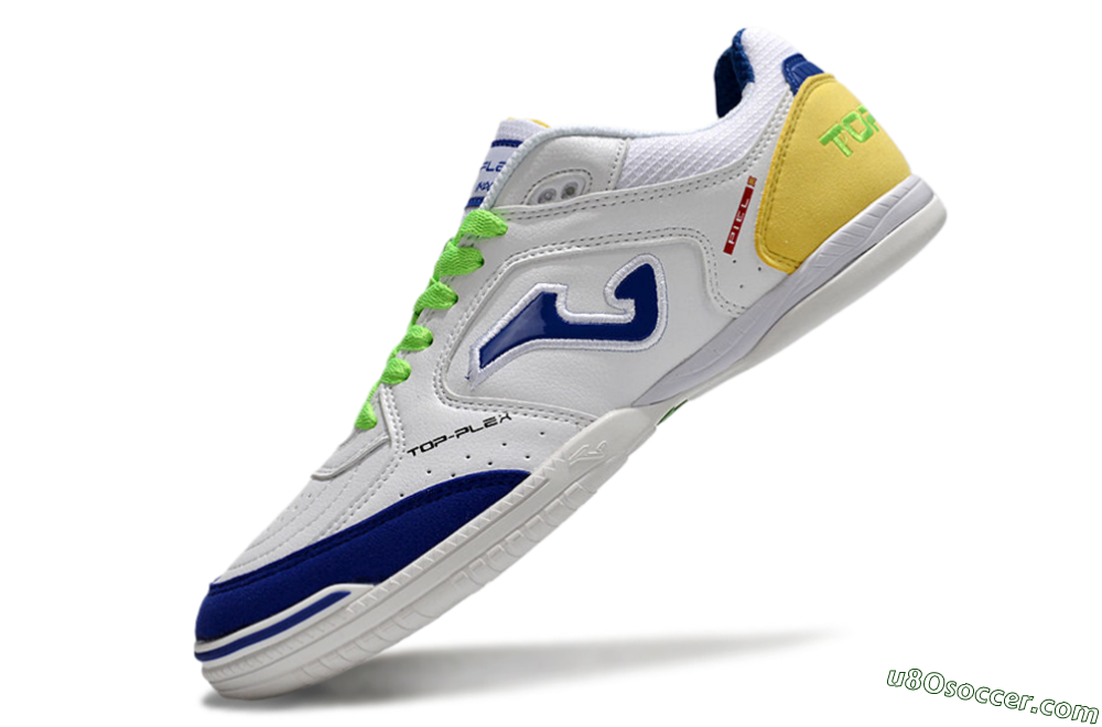 Joma Top Flex IC Indoor & Futsal Soccer Shoes - White/Blue/Yellow 5