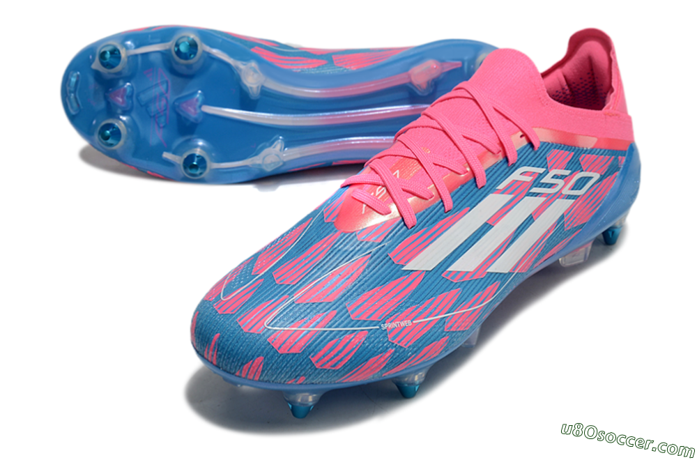 Adidas F50 Elite SG Soft Ground Soccer Cleats - Blue/Pink/White 3