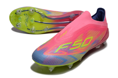 Adidas F50 Elite Laceless SG Soft Ground Soccer Cleats - Red/Yellow/Blue