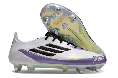 Adidas F50 Elite Messi SG Soft Ground Soccer Cleats - White/Black/Purple