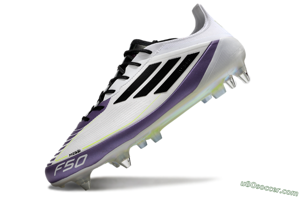 Adidas F50 Elite Messi SG Soft Ground Soccer Cleats - White/Black/Purple 5
