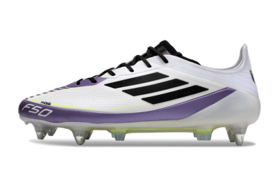Adidas F50 Elite Messi SG Soft Ground Soccer Cleats - White/Black/Purple