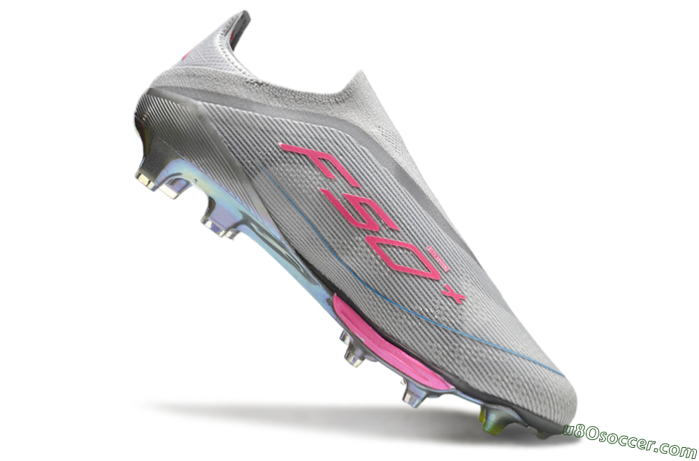 Adidas F50+ Lightstrike Elite Laceless FG Firm Ground Soccer Cleats - Grey/Pink/Yellow 4