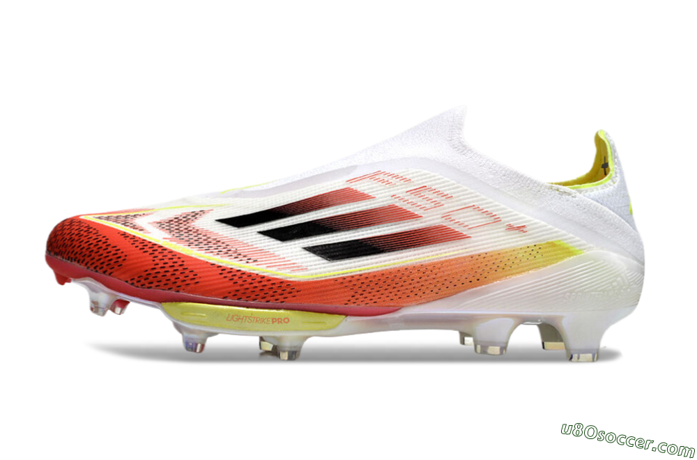 Adidas F50+ Lightstrike Elite Laceless FG Firm Ground Soccer Cleats - Red/White/Yellow 2