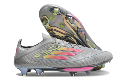 Adidas F50+ Lightstrike Elite FG Firm Ground Soccer Cleats - Grey/Pink/Yellow