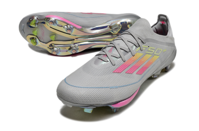 Adidas F50+ Lightstrike Elite FG Firm Ground Soccer Cleats - Grey/Pink/Yellow
