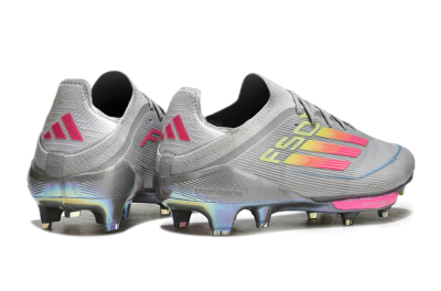 Adidas F50+ Lightstrike Elite FG Firm Ground Soccer Cleats - Grey/Pink/Yellow