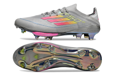 Adidas F50+ Lightstrike Elite FG Firm Ground Soccer Cleats - Grey/Pink/Yellow
