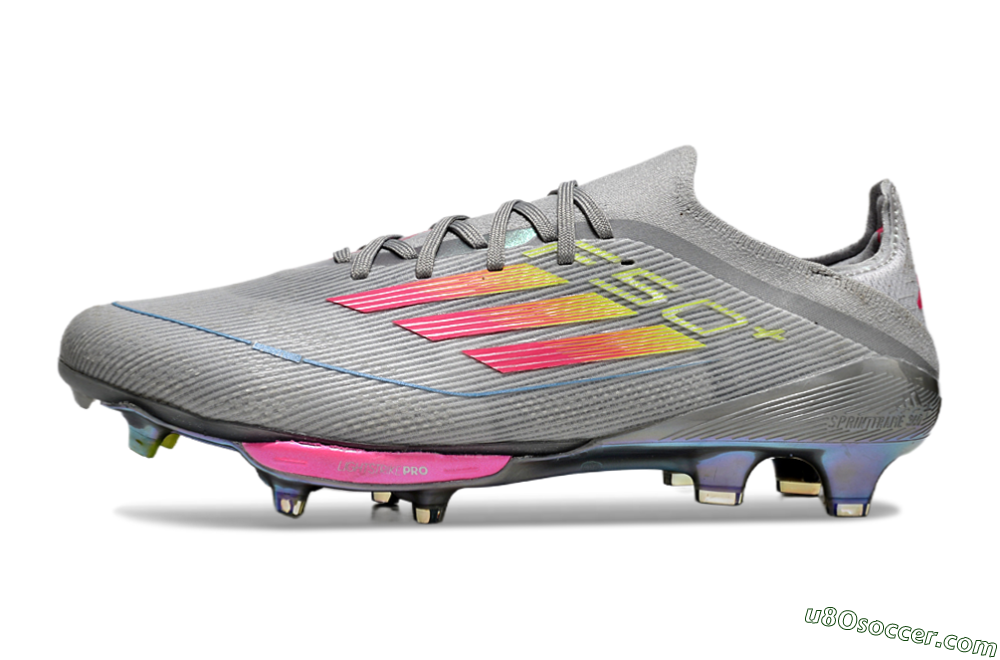 Adidas F50+ Lightstrike Elite FG Firm Ground Soccer Cleats - Grey/Pink/Yellow 2