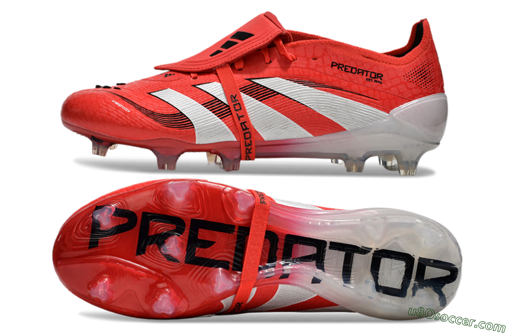 Adidas Predator Elite Foldover Tongue 2025 Pure Victory FG Firm Ground Soccer Cleats - Lucid Red/White/Black 2