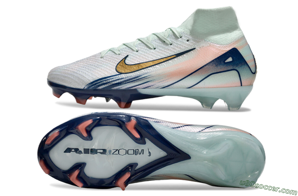 Nike Air Zoom Mercurial Superfly 10 Elite FG Firm Ground Soccer Cleats - White/Pink/Blue 0
