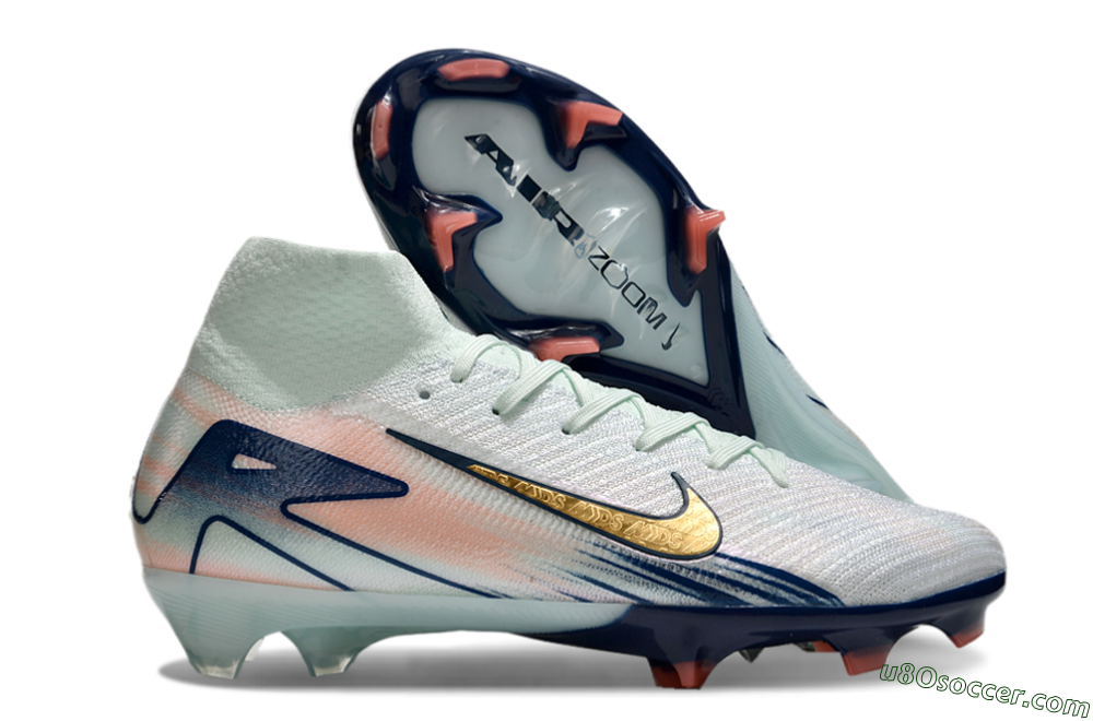 Nike Air Zoom Mercurial Superfly 10 Elite FG Firm Ground Soccer Cleats - White/Pink/Blue 1