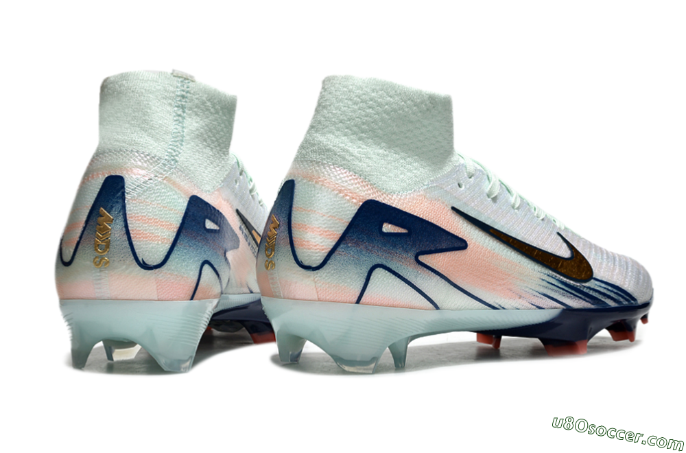Nike Air Zoom Mercurial Superfly 10 Elite FG Firm Ground Soccer Cleats - White/Pink/Blue 6