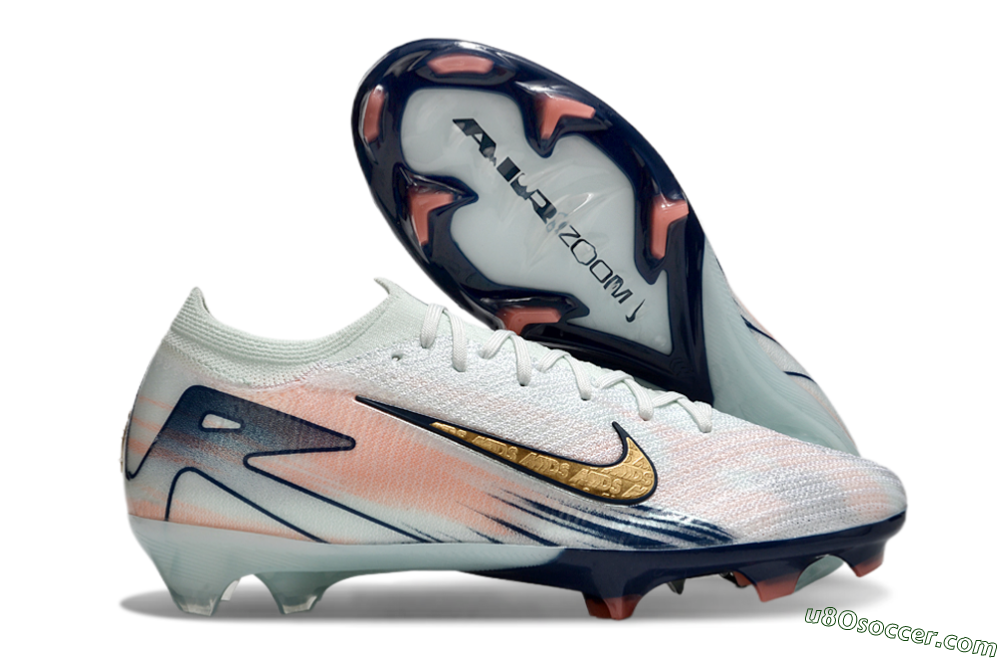 Nike Air Zoom Mercurial Vapor 16 Elite FG Firm Ground Soccer Cleats - White/Gold/Blue 1